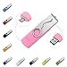TECHKEY OTG USB Flash Drive for Cell Phones,Tablets and PCs,Key Chain Included,Galaxy Series,16GB,Pink