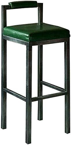 Industrial Retro Bar Stools Chair,Metal Legs Backrest Green PU Leather Pub Height, Perfect for Dining and Living Room,Counter, bar - 1PCS