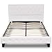 Urest Full Size Bed Frame Platform Bed Mattress Foundation Wood Slat Support Upholstered Button Tufted Diamond Stitch with Headboard, White