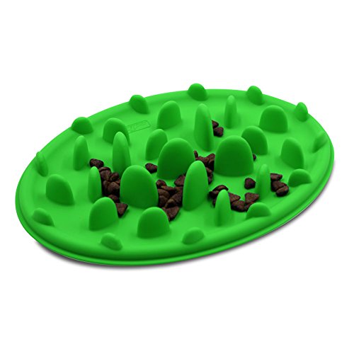 Slow Feed Dog Bowl, PETBABA Interactive Puzzle Nonskid Silicone Dog Food Bowl to Slow Down Eating Green S