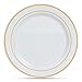 60 Heavyweight White with Gold Rim Plastic Plates: 30 Dinner Plates and 30 Salad Plates By Select Settings