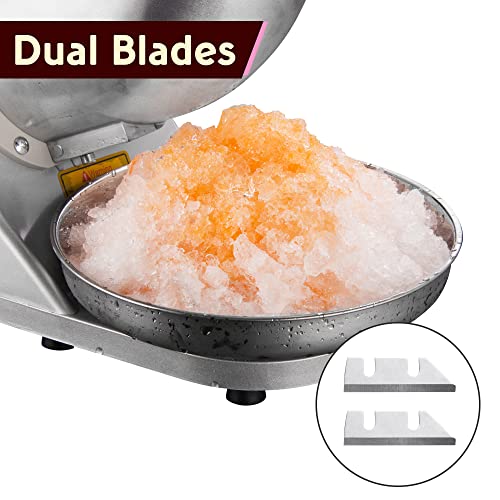 300W Electric Ice Shaver Machine Dual Blades Snow Cone Maker Shaving Crusher 143 lbs/hr