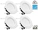 TORCHSTAR 15W 5/6 Inch Dimmable LED Recessed Downlight Retrofit, Ultra Bright 1000lm, 100W Equiv, Energy Star & UL Certified, High CRI 90+, 3000K Warm White, Pack of 4