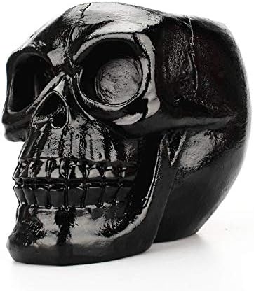 VCB Black Skull Pen Holder Storage Box Resin Statues Home Desk Decoration Gift - black