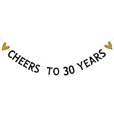 Cheers to 30 Years Banner for 30TH Wedding Anniversary Party Supplies 30 Years Old 30TH Birthday Party Decorations Supplies Pre-Strung Letters Black ZHAOFEIHN