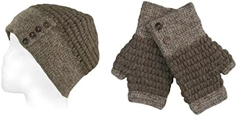 Baby Alpaca Cable Knit Beanie and Fingerless Glove Set