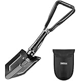 Tacklife GFS1A Folding Shovel Tri-fold Entrenching Tool with Carrying Pouch - Solid Carbon Steel for Emergencies during Snow Season, Camping, Hiking, Backpacking, Gardening, Army and more