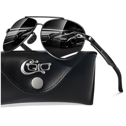 CGID Men's Aviator Sunglasses Polarised Aviator Mirrored Women's Metal Frame UV400 Protection