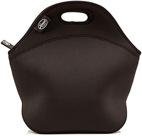 Large Lunch Bag - XLarge XThick Insulated Neoprene Lunch Tote - Heavy Duty Zipper Premium Stitching - 13 x 12.5 x 6.5 inches - Designer Black Lunch Bag - Neoprene Lunch Bag - Lunch Bag for Men