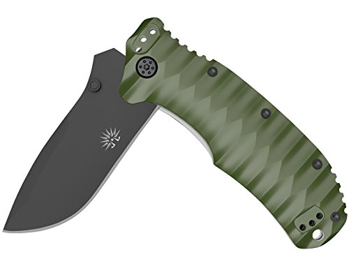Off-Grid Knives - Rapid Fire Ranger - Camping & Hunting Knife, Cryo Japanese AUS8 Blade with Olive Drab G10 Scales & All-Position Mounting Clip, Survival, Hiking, Fishing, Boating, Prepper, Bushcraft