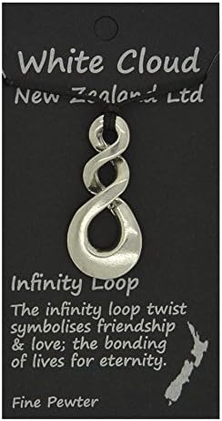 Handmade New Zealand Flat Triple Infinity Loop Pewter Pendant on Waxed Cord
