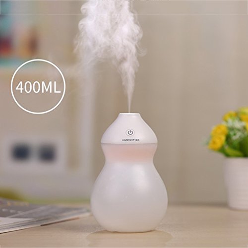 400ml Colorful Mini Humidifier USB Charging Powered Gourd Shaped Portable Aroma Diffuser Innovative Air Purifier for Baby Room Living Room Studying Yoga Office Spa(White Charging Model) - Thumbnail 4