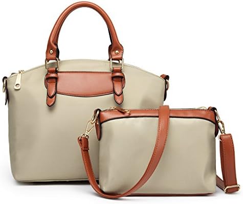 Women Top Handle Handbags Ladies Bags Purses 2 PCS Set Tote Bags Crossbody Messenger Shoulder Bags Designer Satchel,Apricot