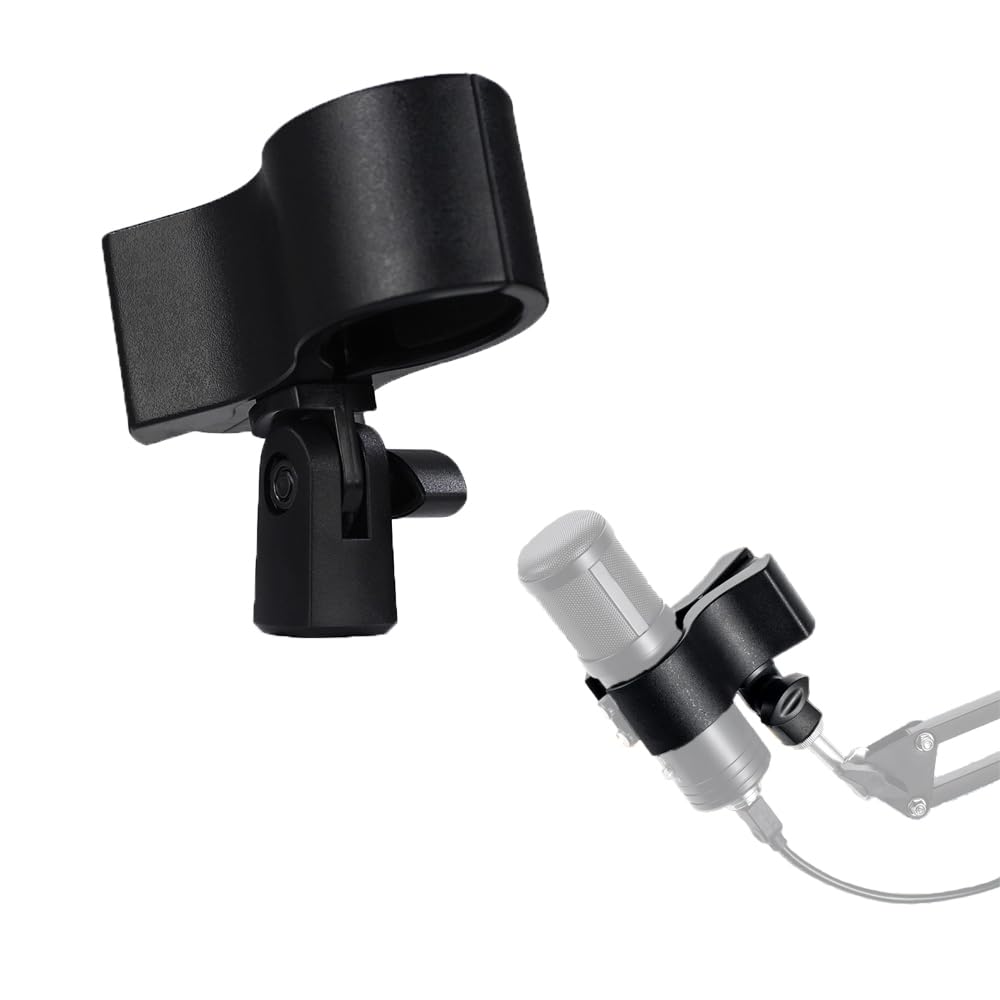 ieron Adjustable Mic Holder for Microphones with Outer Diameter Between 32mm and 60mm, with 5/8" Male to 3/8" Female Screw Adapter (Black)