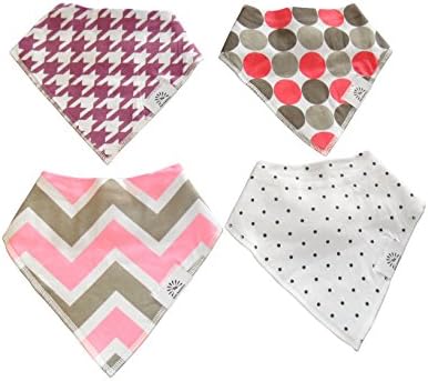 Baby Bandana Drool Bibs by Babi Bambino 4-Pack Vibrant Prints on Absorbent Organic Cotton with Adjustable Double Snaps Ideal Shower Gift for Boys and Girls