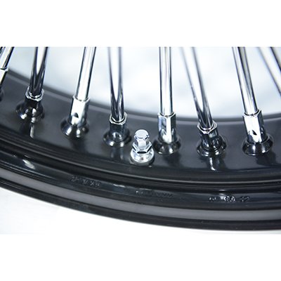 Black and Chrome Ultima King Spoke 21" x 3.5" Front Wheel for 2000-2006 Harley and Custom
