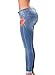 Lady Swain Women's Denim Rose Embroidered Destroyed Frayed Hem Skinny Jeans