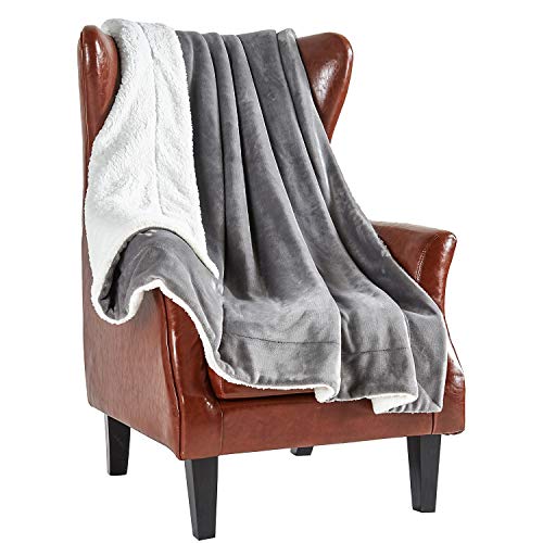MERRYLIFE Decorative Sherpa Throw Blanket Ultra-Plush Comfort | Soft, Colorful | Home, Couch, Outdoor, Travel Use (60" 70", Grey)