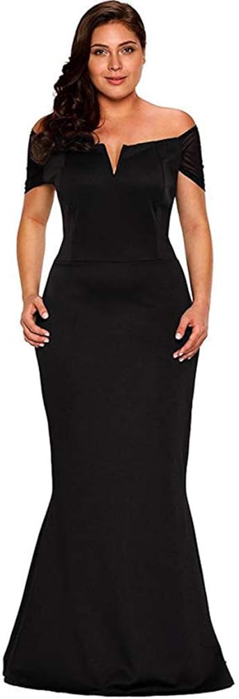 LALAGEN Women's Plus Size Off Shoulder Long Formal Party Dress Evening Gown: Clothing
