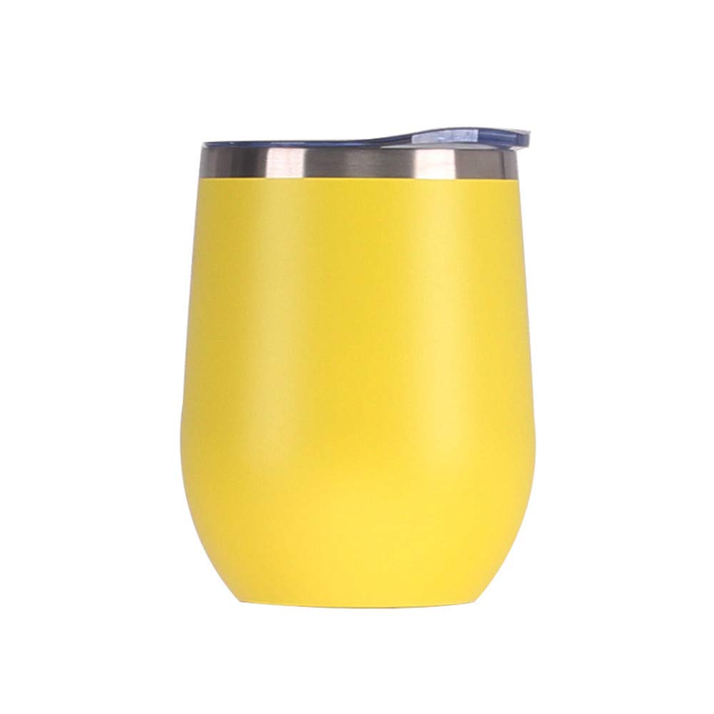 Gteller 12 oz Stainless Steel Wine Tumbler Stemless Glasses with Lid, Double Wall Insulated Travel Mug Perfect for Wine, Coffee, Drinks, Champagne, Cocktails (Yellow) — image 1