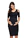 Kalayo Women's Cold Shoulder Bodycon Maternity Dress Half Sleeve Fitted Ruched Sides Casual Pregnancy Clothes, Black, Medium