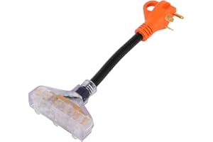 DOLLATE 30 Amp to 15 Amp RV Adapter, NEMA TT-30P to 3X 5-15R / 5-20R Female RV Power Adapter with Grip Handle, Durable and Safe ETL Listed 30amp to 110 Adapter, Heavy Duty 13 inch 30 Amp Generator Cord