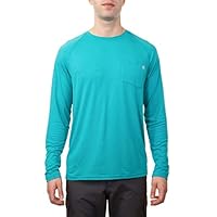 Swiss Alps Mens UPF 40+ Sun Protection Long Sleeve Outdoor Performance Shirt Top, Viridian Green, M