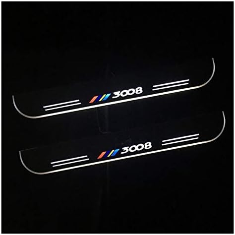 スカッフプレート サイドステップガード 4ピースアクリル移動ledウェルカムペダル車のスカッフプレートペダルドアシル経路ライトpeugeot 3008 13 18年 19年19年 ウェルカムペダル Rear White 2pcs Color 国内即発送