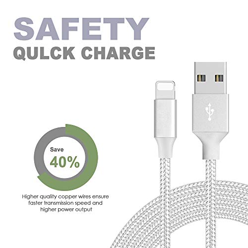 Phone Cable 3Pack 3FT 6FT 10FT to USB Syncing Data and Nylon Braided Cord Charger Charging Cable Compatible Phone XS MAX, XR, X, 8, 7, 7 Plus, 6, 6s, 6 Plus, 5, 5c, 5s, SE - Thumbnail 2