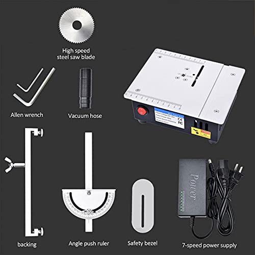ZHJIUXING HO Mini TischkreissäGe Feinschnitt Modellbau,Kleine TischsäGe,Winkelschnitt,96W Gravierbare TischmüHle,Zum… – Bild 7