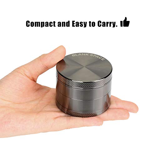 BLANKSPACE Grinder 4 Piece Herb Spice Grinder with Pollen Catcher 2 Inch, Gunmetal - Thumbnail 2