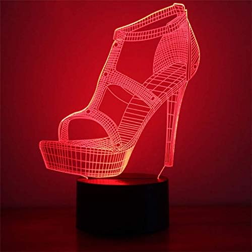 Udxvsdfhd 3D Night Light 3D Illusion LED Night Light, Bedroom Desk Lamp, 7 Colors Flashing, Button Switch USB Powered, for Kids Gifts Home Decoration IdeaArt and Crafts, High Heels Led Visual Lights