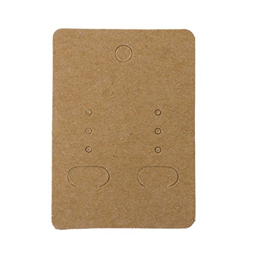 Paper Jewelry Earrings Ear Studs Display Cards Rectangle Light Coffee 7cm(2 6/8") x 5cm(2") (200 Pcs)
