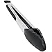 Qualitas Products Locking Kitchen Cooking Tongs 12 inch w Lock 1 mm Stainless Steel w High Temp Heat Resistant Silicone Tips. Perfect for Serving Foods, Salads, BBQ. Bonus Cloth Draw String Bag