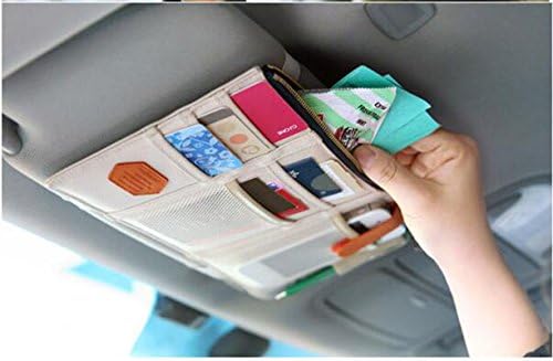 PythonWorld Oxford Multi-function Car Space Sun Visor Organizer Bag Hanging Card Phone Storage Pouch Holder