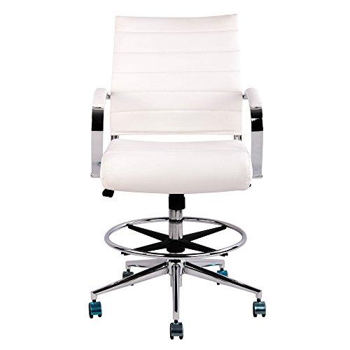 Poly and Bark Tremaine Drafting Chair in Vegan Leather, White