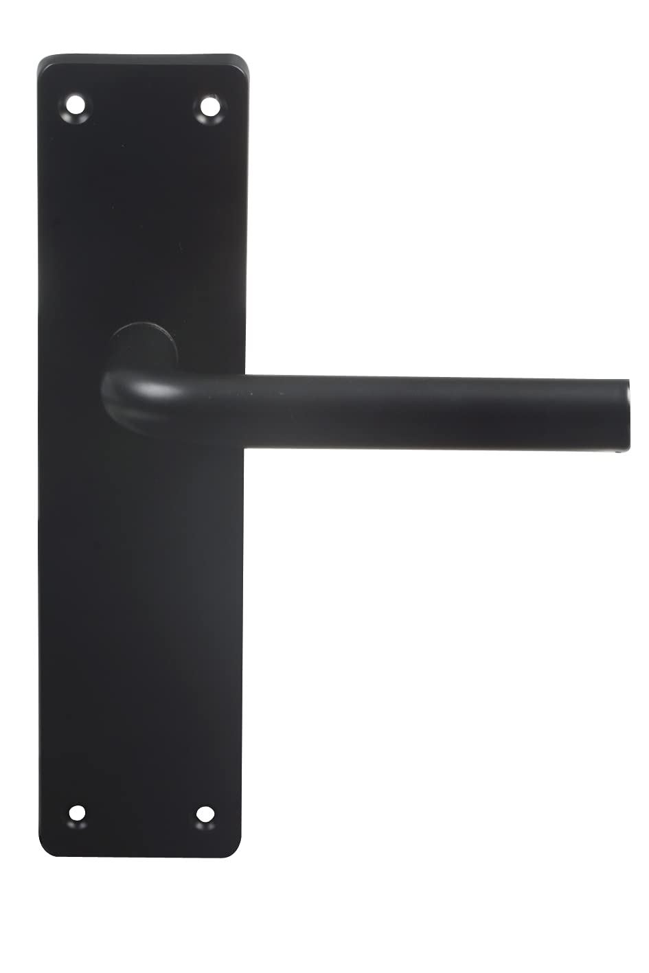 Amig - Matt Black Aluminium Handles with Square Plate and Curved Handle for Interior and Exterior Doors - 222 x 55 mm | Handle with Decorative and Modern Crank Handle