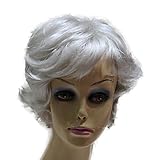 Mmuxuno Sliver Short Curly Women Synthetic Full Wig Capless Wig+Wig Cap(2033#60)