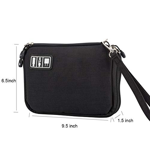 Electronics Accessories Organizer,Double Layer Waterproof Cable Organizer Bag,Multifunction Travel Gadget Bag Storage Cables, USB Flash Drive,iPad Mini and More