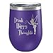 Laser Etchpressions Engraved Insulated Stainless Steel Funny Tumbler with Lid | Cup for Hot and Cold Drinks with Graphics | Tinkerbell Lover | Fairy Gifts Drink Happy Thoughts Purple