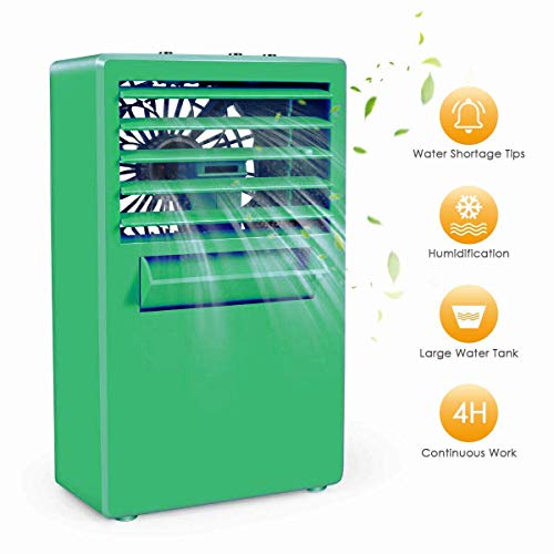 AIRCONDONE Mini Portable Air Conditioner Fan, Desktop Fan 9.5-inch Personal Misting Table Fan Small Evaporative Air Cooler Circulator Humidifier for Office, Apartment, Dorm, House (Green)
