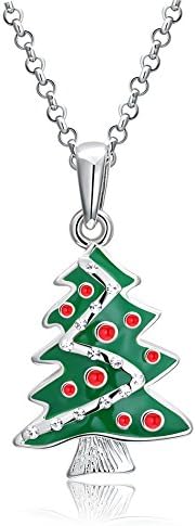 18inch Fashion Elegant Green Christmas Tree Pendant Necklace For Women (Silver)
