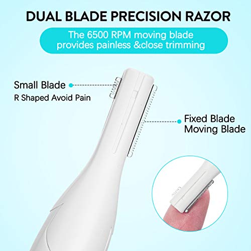 Eyebrow Trimmer, Electric Eyebrow Razor for Women, Liaboe Upgraded Eyebrow Hair Removal with Comb Eyebrow Epilator No Pulling Sensation Painless for Face Chin Lips Neck Bikini-line Armpit