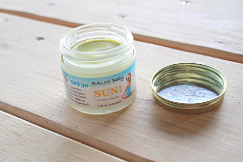 BALM! Baby All Natural Sunscreen SPF 30 - Made in USA! (2 Ounce - Glass Jar)