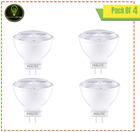 Perlite Lighting (Pack of 4) LED3MR11NF/30K/12V 3.5-Watt MR11 LED Narrow Flood 3000k GU4 Base 12-Volt Light Bulb