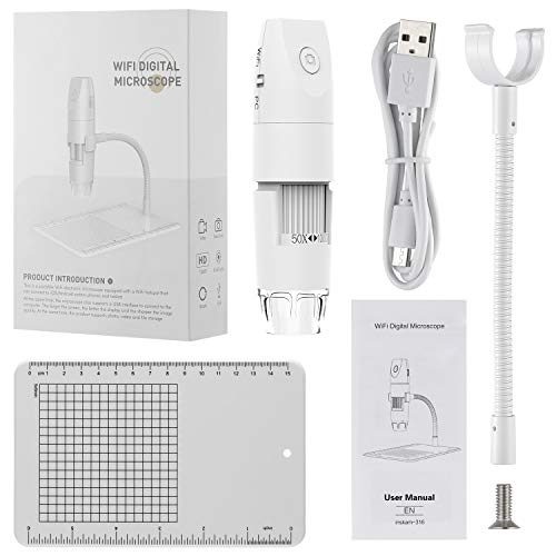 Limited Price Reduction, Intee WiFi Microscope 50X To 1000X Wireless Digital Microscope, Flexible Arm Observation Stand with 1080P HD 2.0 MP 8 LED Camera, Mini Handheld Microscope for Android iOS PC