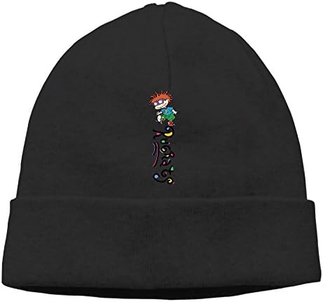 Men Women Rugrats Cartoon Cute Chuckie Beanies Warm Wool Caps Hats Adjustable Black