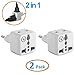European Plug Adapter by Yubi Power 2 in 1 Universal Travel Adapter with 2 Universal Outlets - 2 Pack - White - Type C for Europe, France, Germany, Russia, Spain & More.
