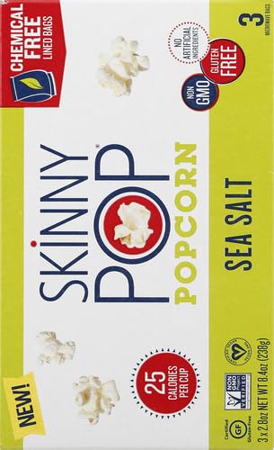 SKINNYPOP SEA SALT MICROWAVE POPCORN BAGS, 2.8 OZ (PACK OF 3)
