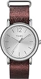 Timex Women's T2P3419J Weekender Metallic Oxblood Slip-Thru Leather Strap Watch
